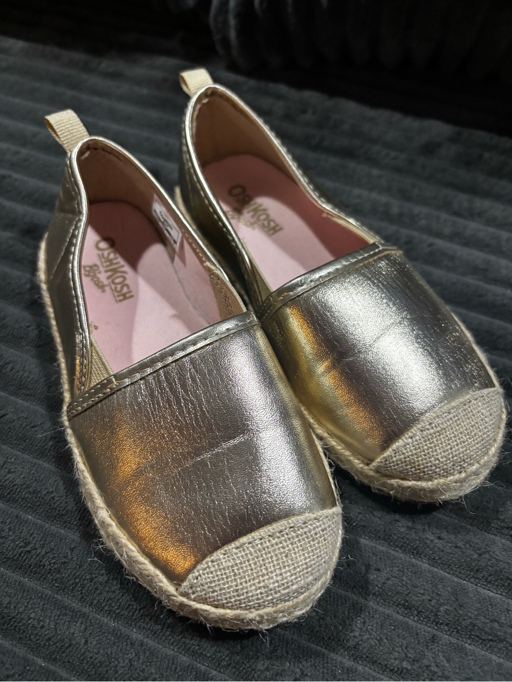 OshKosh B'gosh Girls' Metallic Gold Espadrille Slip-Ons